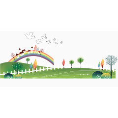 草地和彩虹背景矢量