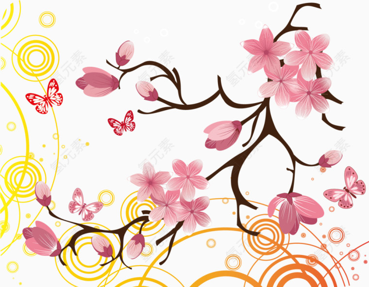 卡通樱花底纹