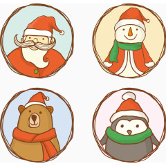 矢量手绘圣诞老人卡通图标