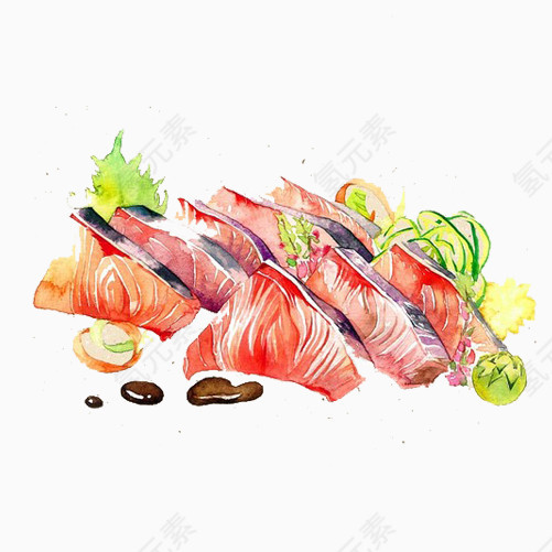 生鱼片手绘画素材图片