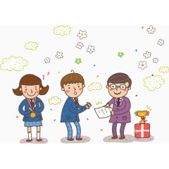 给学生颁奖的老师插画