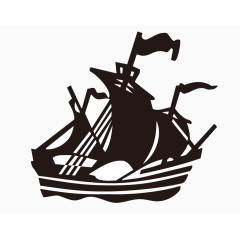 黑白手绘帆船矢量图