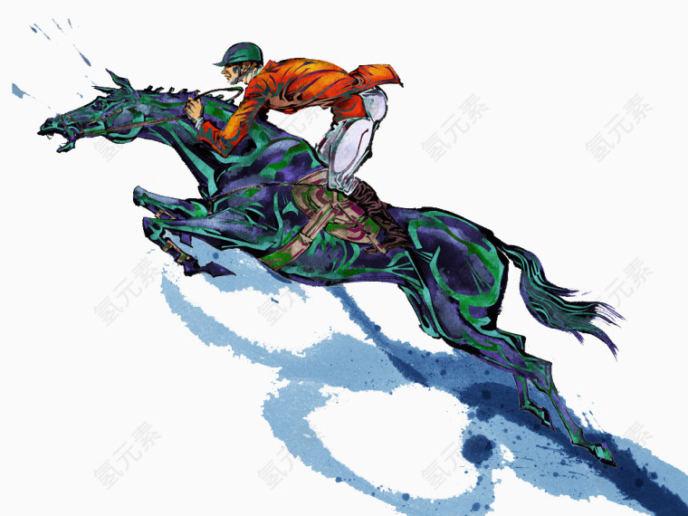 人物手绘骑马运动