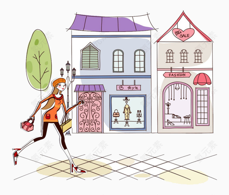 卡通女孩上街