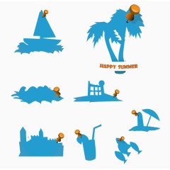 度假图案剪影矢量素材