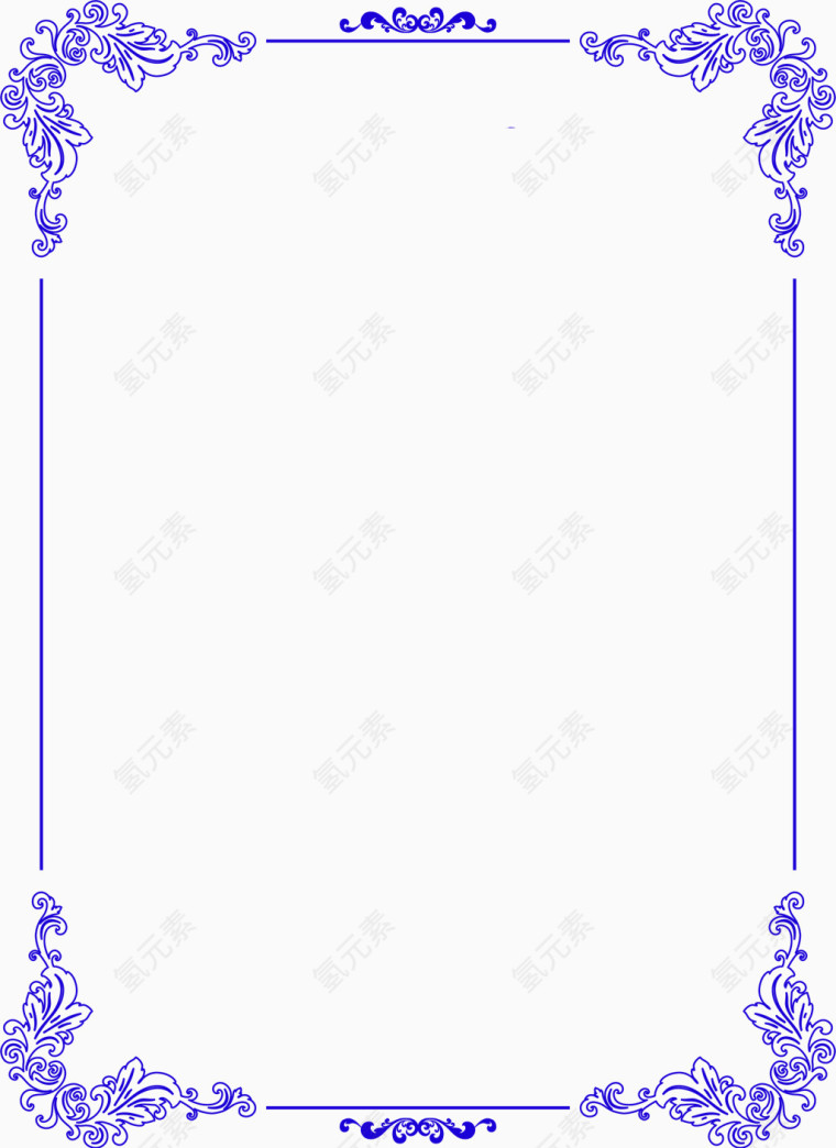 蓝色花朵边框