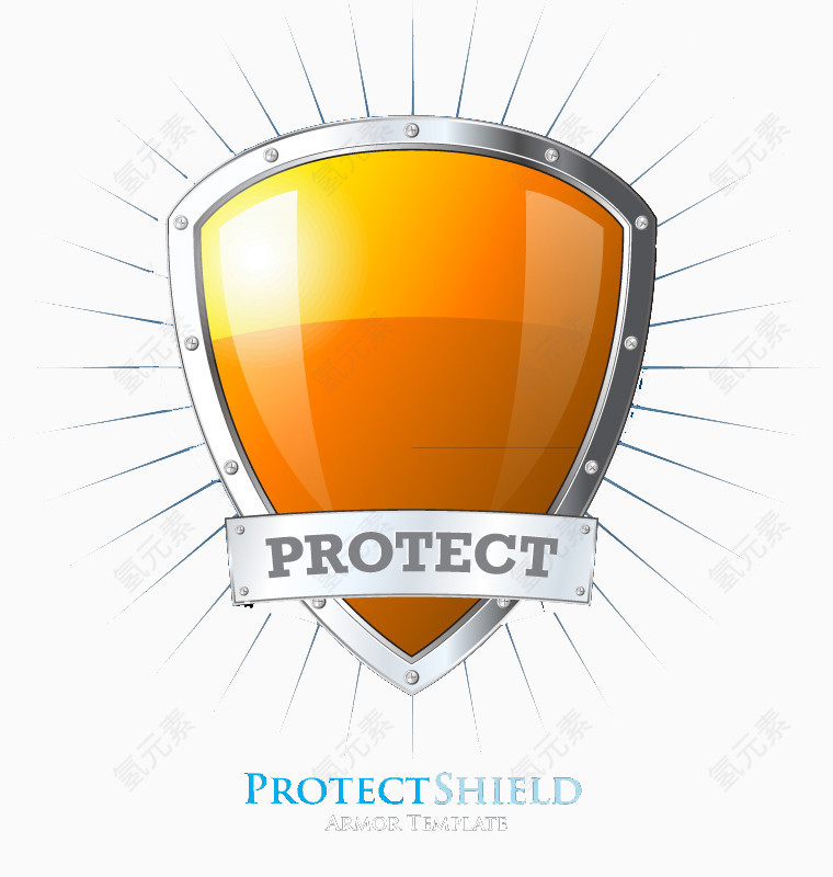 创意橙色保护盾设计矢量素材