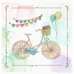 矢量彩绘单车和气球车素材