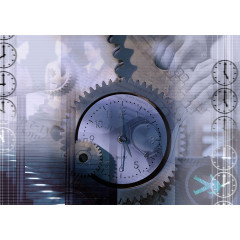 复古齿轮金色指南针钟表