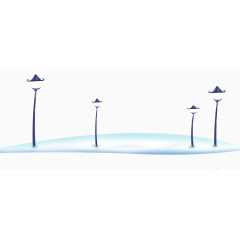 冬日白色卡通漫画街灯