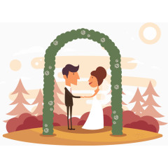 两个结婚的恋人矢量图