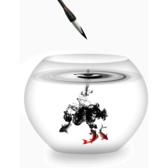 点滴墨汁融入水中