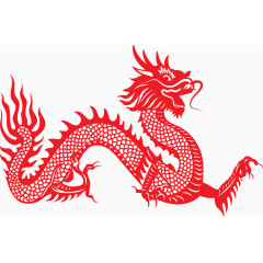 装饰矢量红色简约龙剪纸