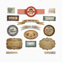 矢量欧式复古纸片卡片英文黄色红色