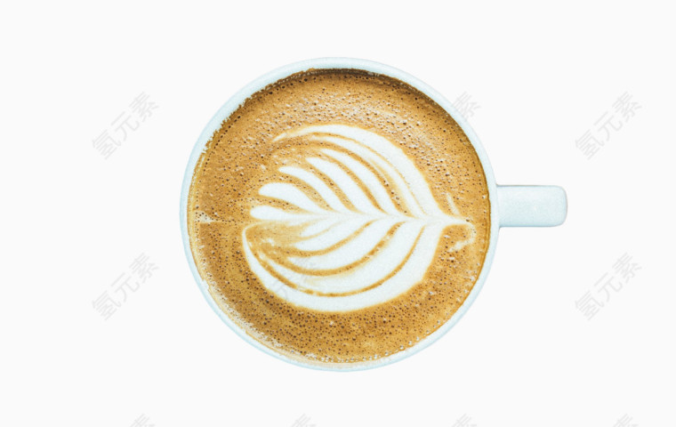 俯视一杯卡布奇诺咖啡