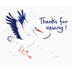 手绘白鸟感谢卡片
