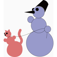 卡通猫雪人矢量图