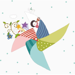 风车卡通漫画海报素材