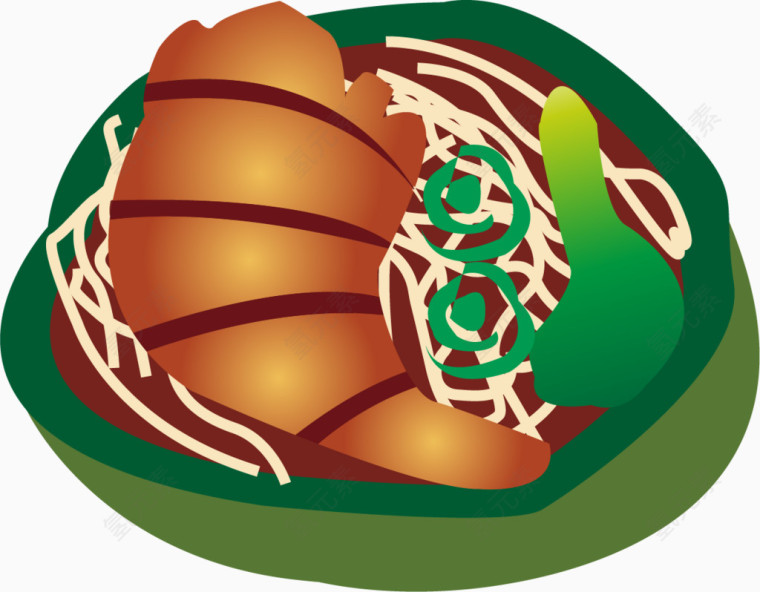 矢量手绘鸡腿饭