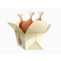 矢量多色炸鸡图盒装快餐美食图案