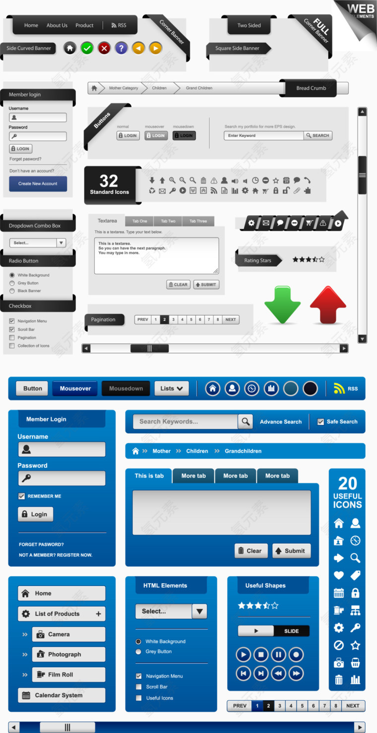 网页设计元素矢量素材