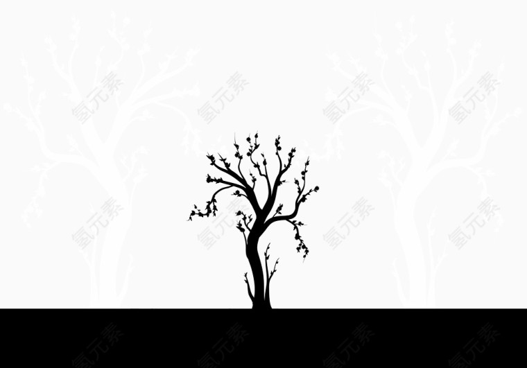 枯树剪影背景图