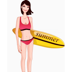 冲浪美女矢量图