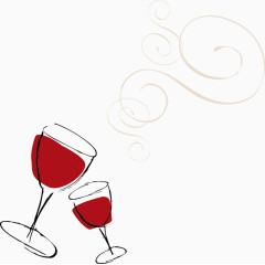 红色手绘酒杯