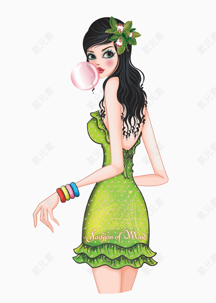 韩国时尚人物插画png图片