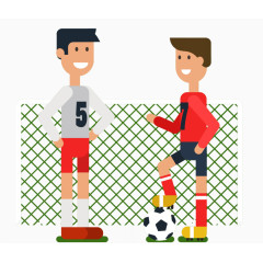 足球球门前交流的队员