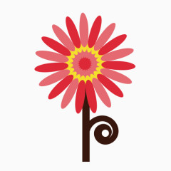 卡通红色太阳花
