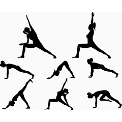 女性运动操动作剪影矢量图