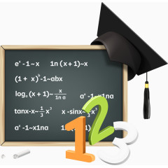 矢量黑板上的帽子与数字