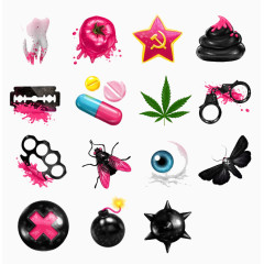 粉色水墨风格图标