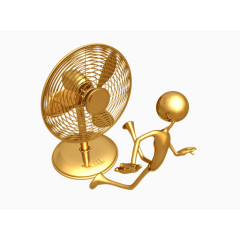 风扇前的小金人