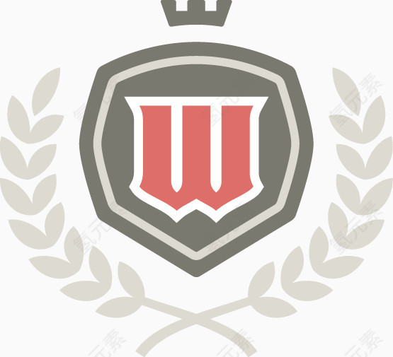 W英伦皇冠麦穗盾牌徽章
