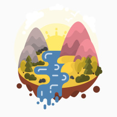 矢量三维山水图