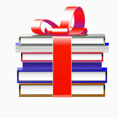 彩色卡通书籍红色丝带