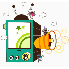 手绘广播播音机