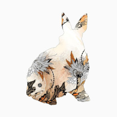 创意中国风小兔子背影