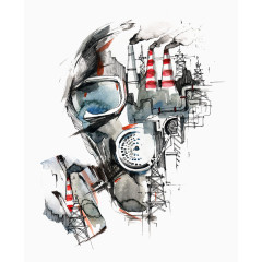 水彩环境污染面具