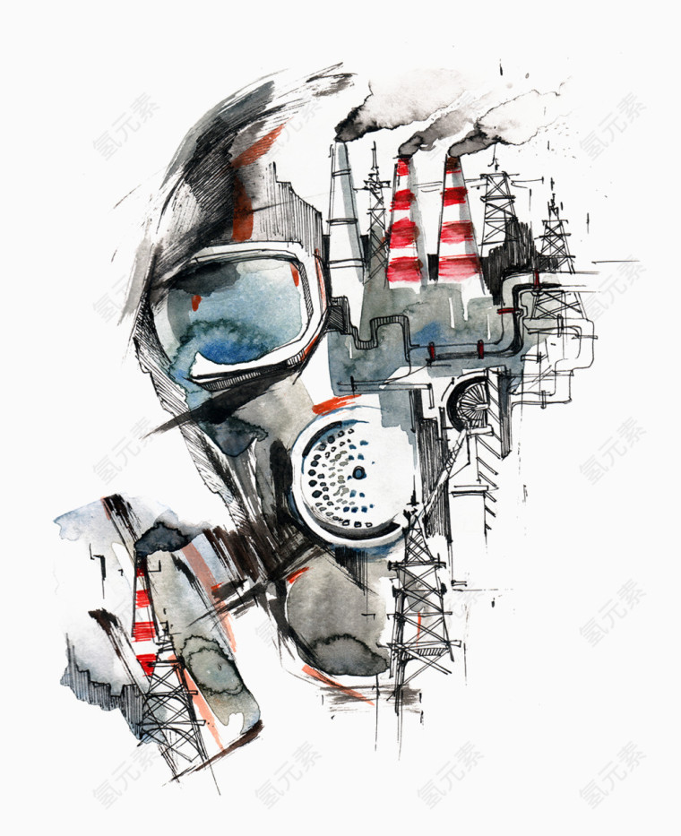 水彩环境污染面具