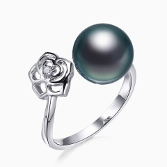黑珍珠戒指铂金