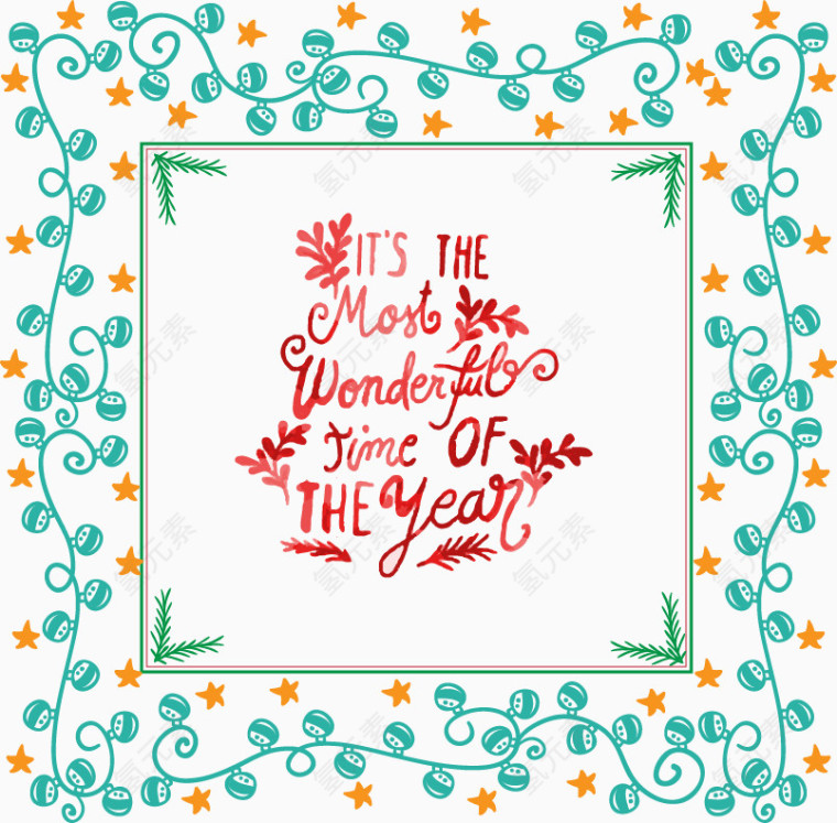 手绘蓝色圣诞边框