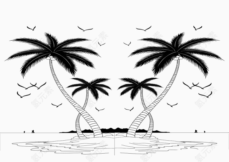 椰树剪影