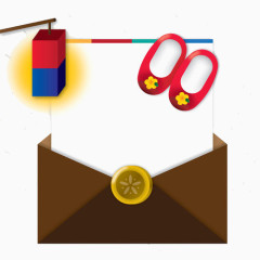 卡通信封上的鞋子与灯