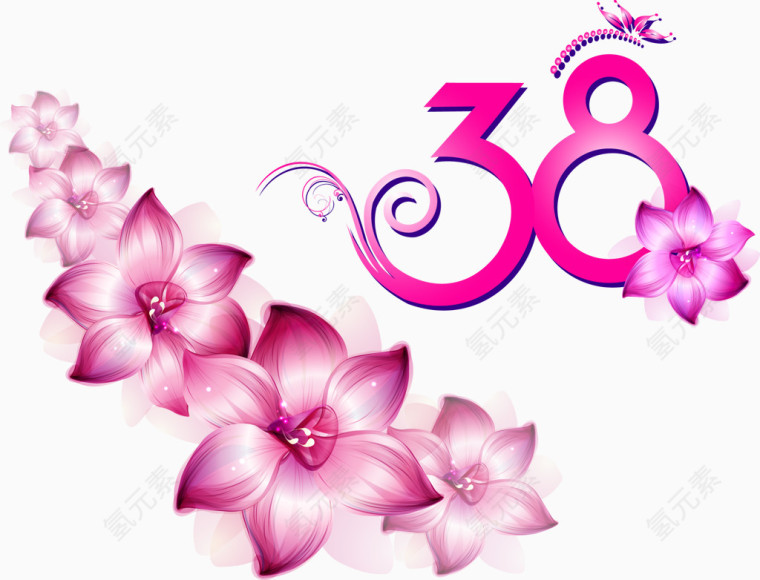 三八妇女节矢量装饰花图案素材