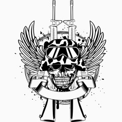 矢量黑色骷髅印花