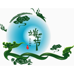 矢量绿色龙纹图案