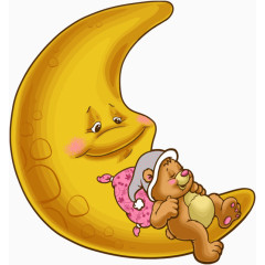 月亮上睡觉的小熊